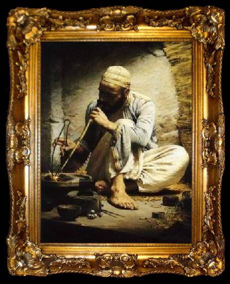 framed  unknow artist Arab or Arabic people and life. Orientalism oil paintings  265, ta009-2